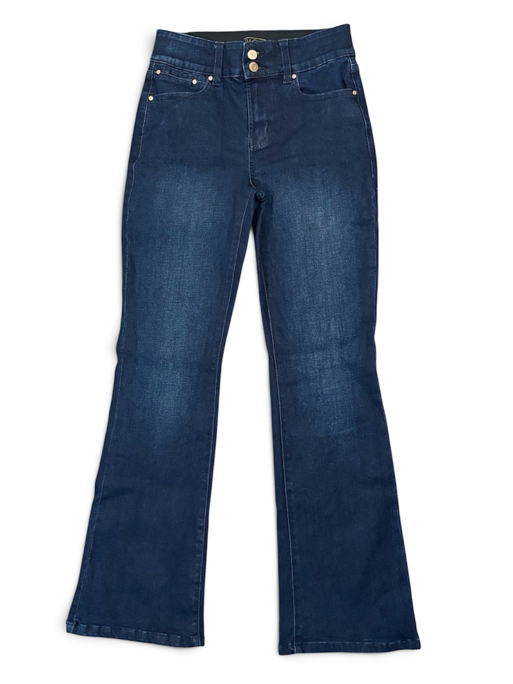 Rachael Roy Dark Blue High-Rise Flare Jeans
Elastic Waistband Bootcut Stretchy